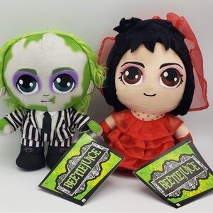 Beetlejuice and Lydia Plush Toy Set - Black, White, Red